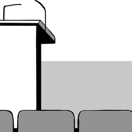 Illustration eines Rednerpults in schwarz-weiß